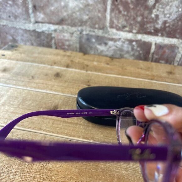 Ray-Ban Kids' Ry1599 Rectangular Eyeglass Frames In Purple w/ case - Picture 5 of 6